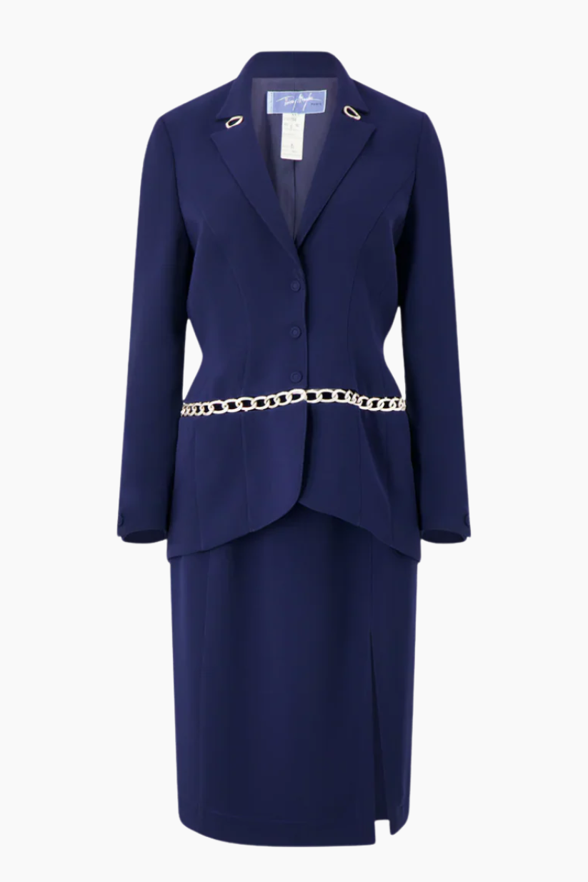 VINTAGE Thierry Mugler Blue Suit with Chains – Absolutely Fabrics