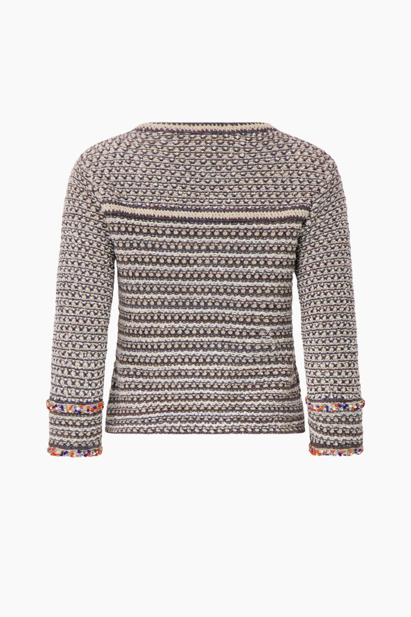 Chanel Jacquard Cardigan with Coloured Bead Details