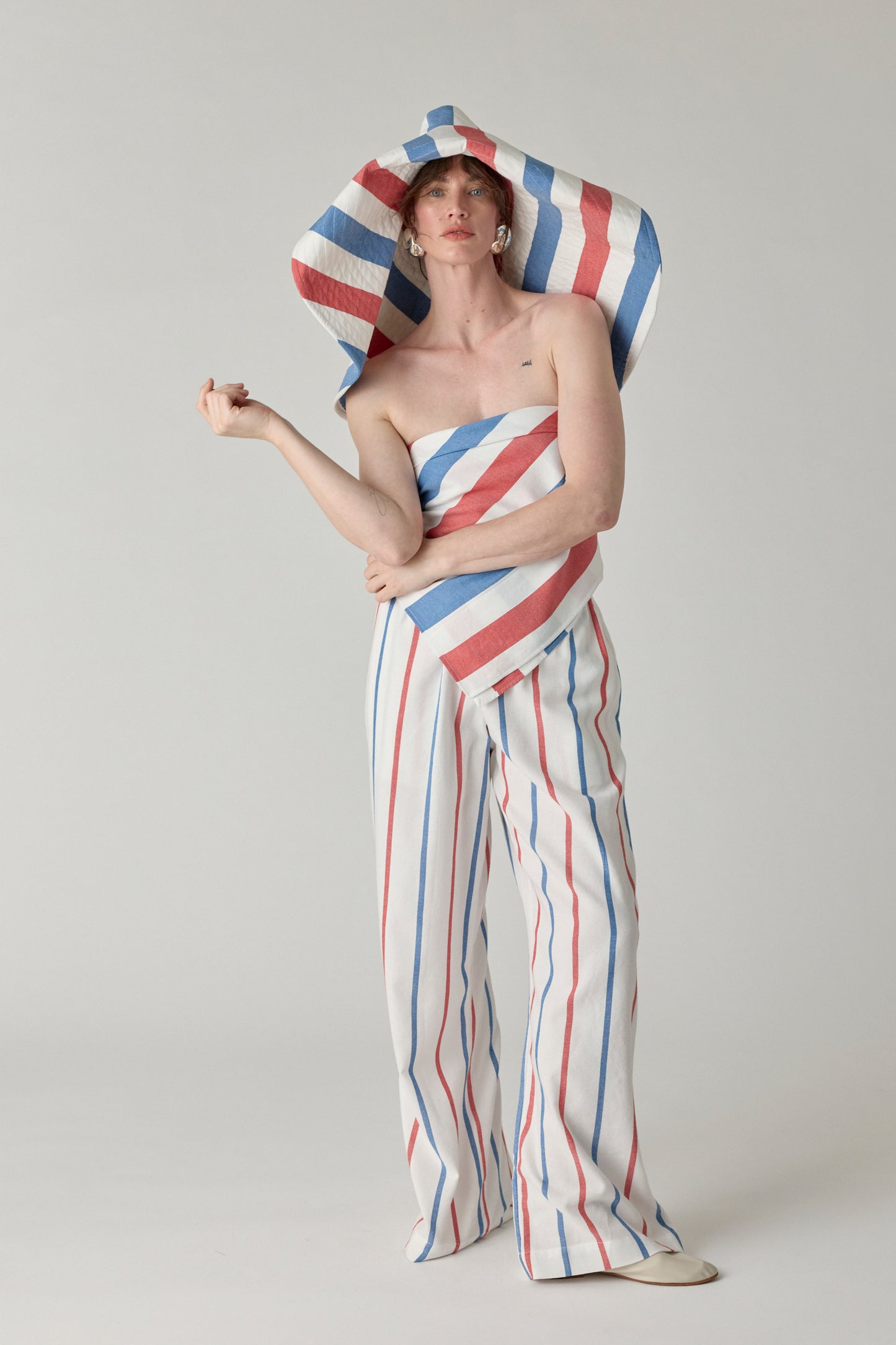 The Palazzo Pant - Blue/Red Stripe