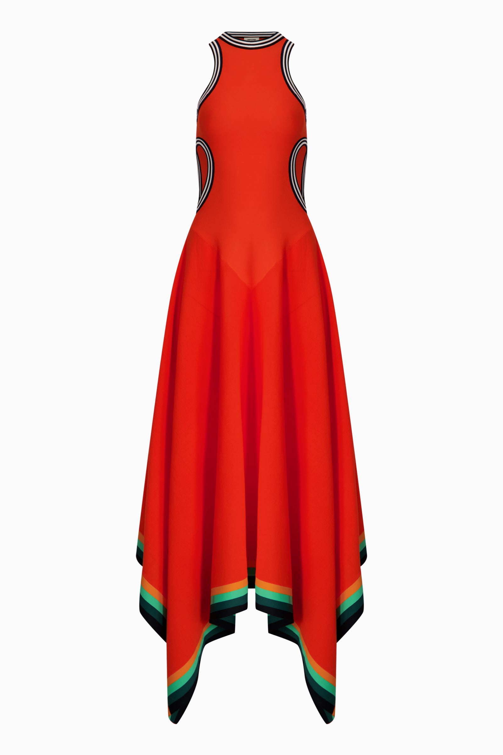 CHRISTOPHER JOHN ROGERS Striped Cutout Maxi Dress
