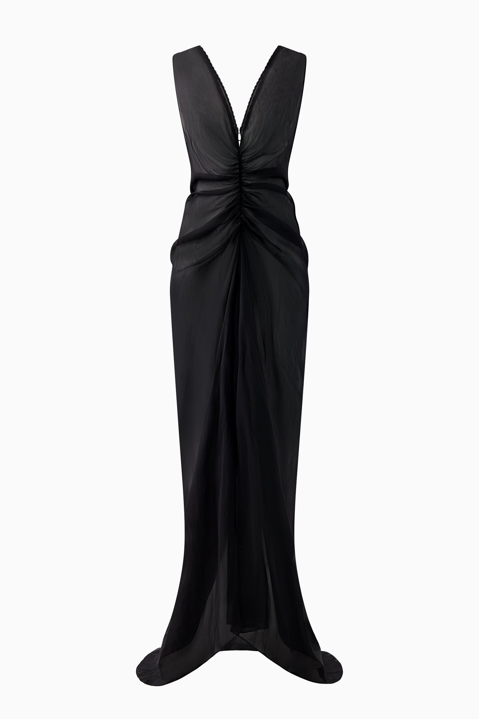 Gathered Chiffon Dress - Black