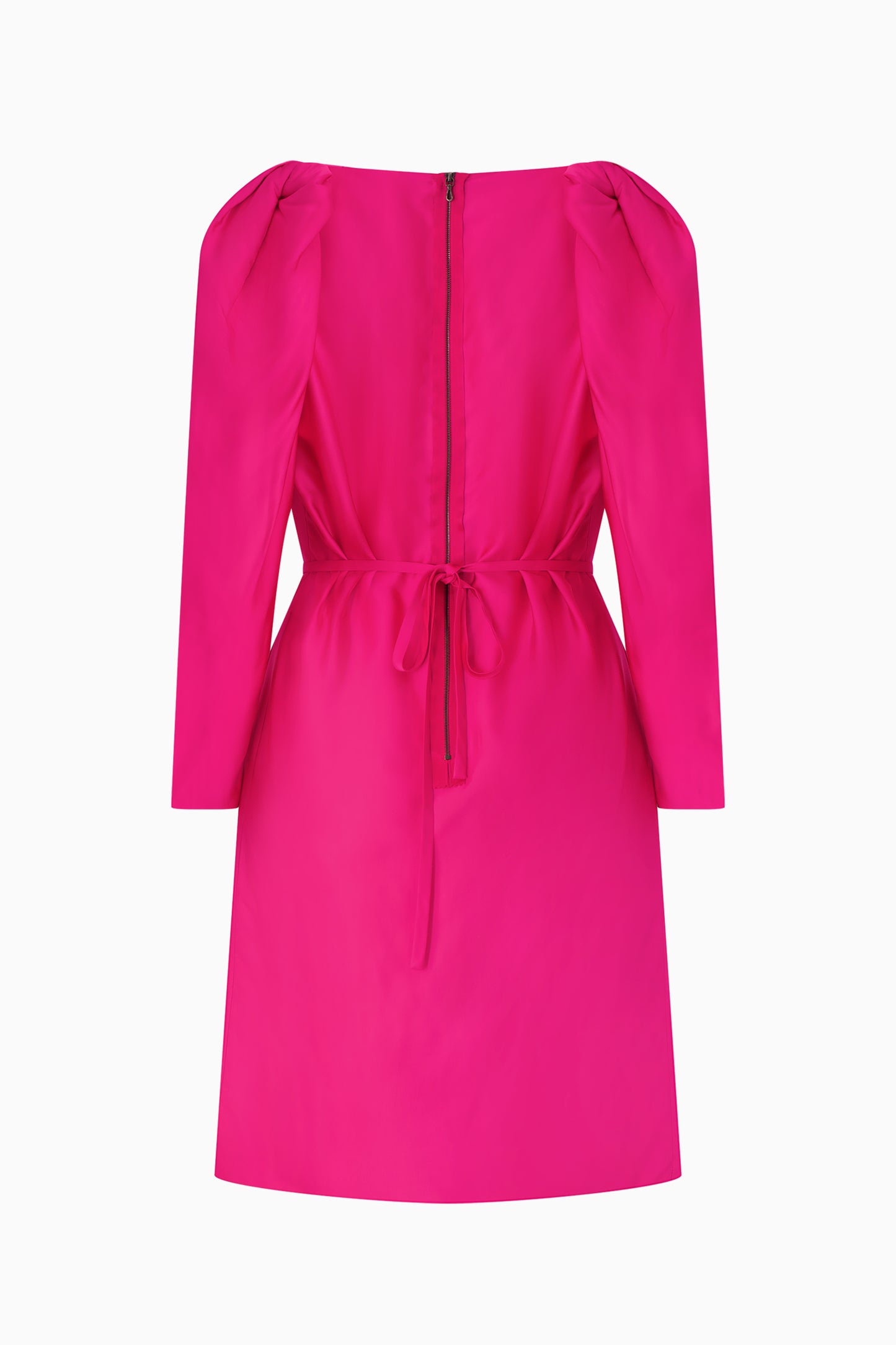 Fuchsia dress with long sleeves on a white background