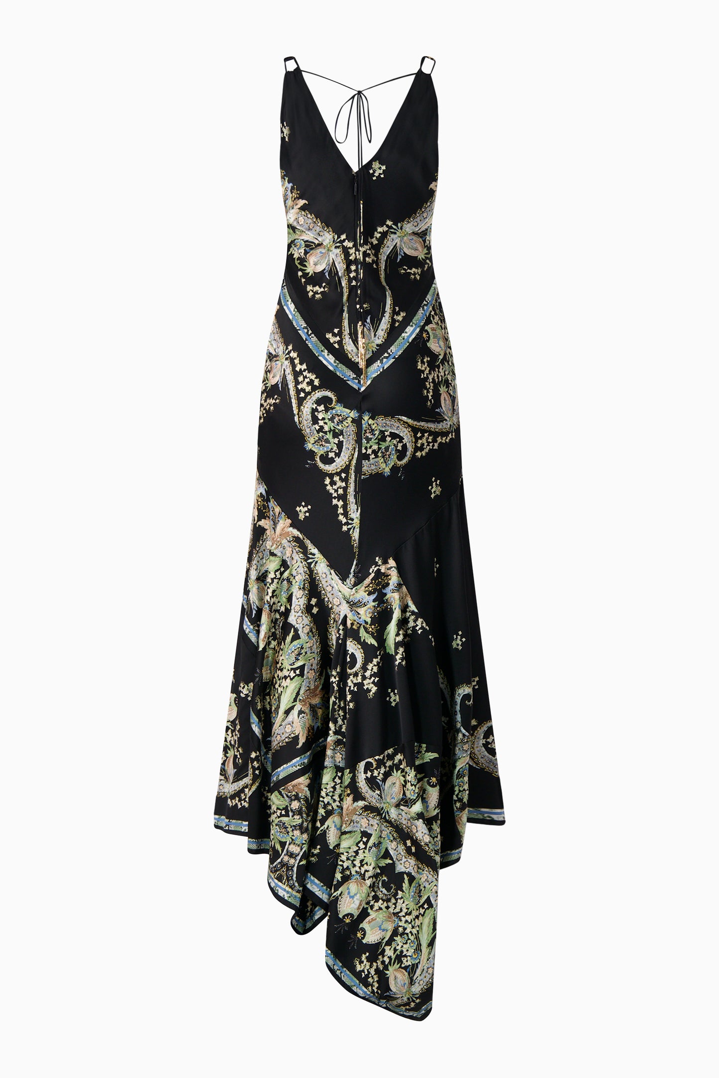 Roberto Cavalli Floral Evening Gown with Metal Tassels