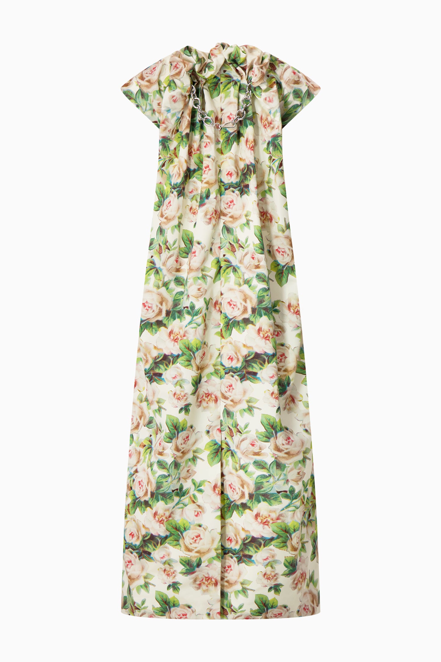 Fitted-Back Ruched Detail Chain Dress