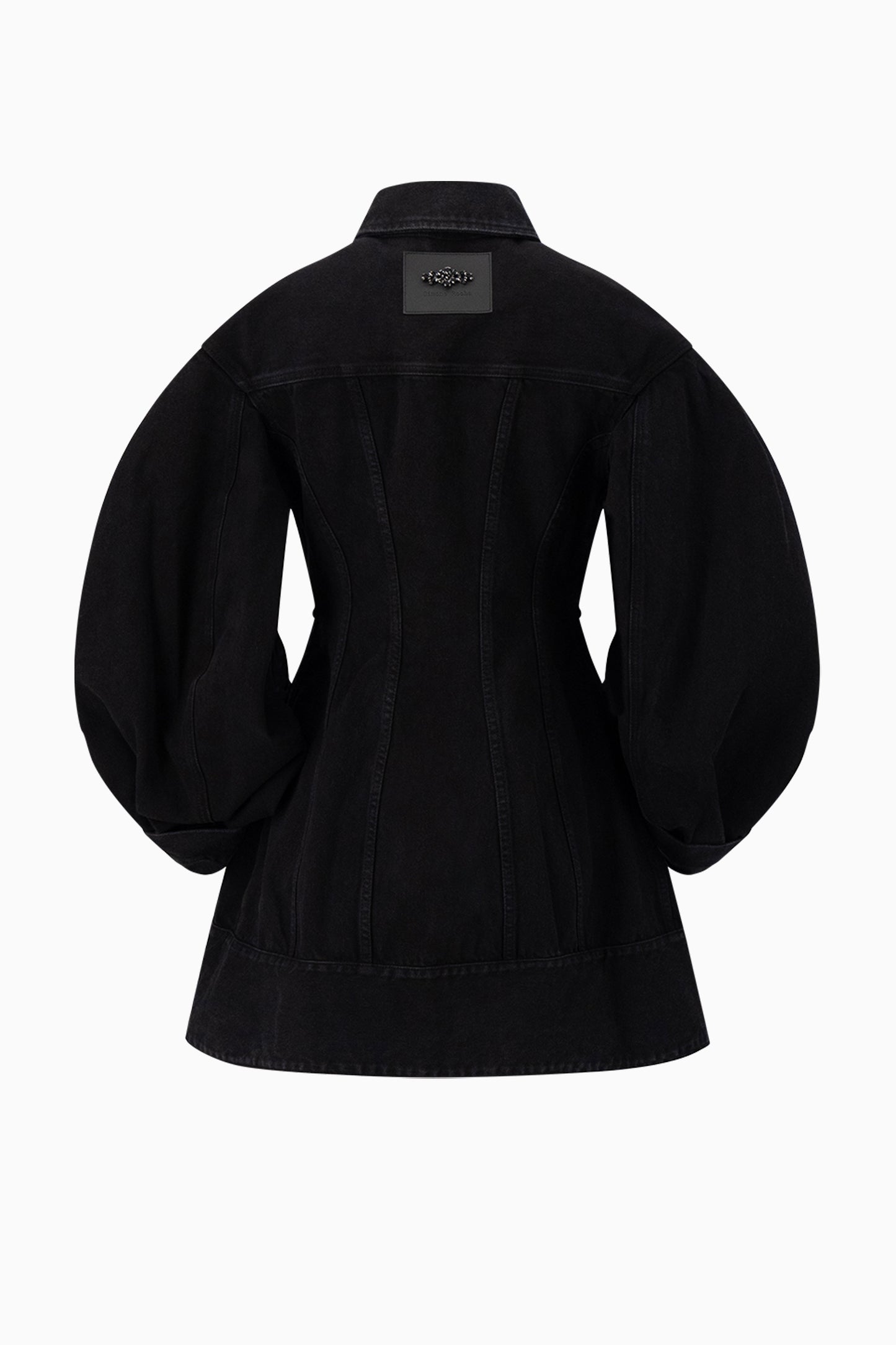 Sculpted Short Denim Coat - Black