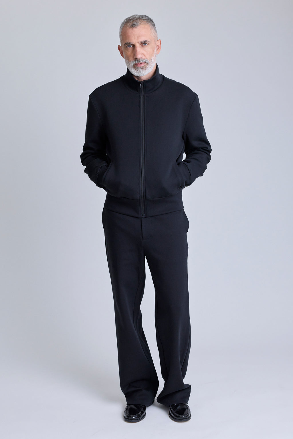 Zip Jersey Jacket - Black