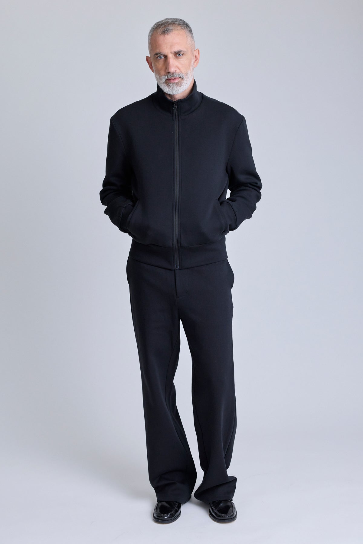 Zip Jersey Jacket - Black