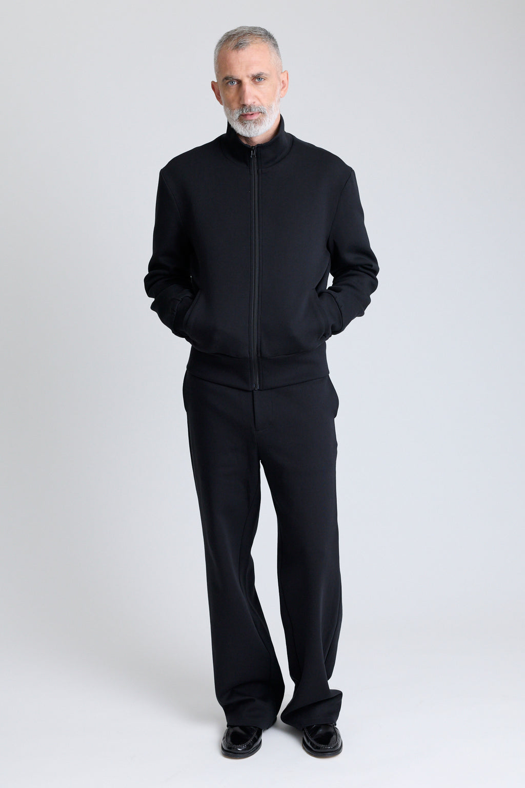 Zip Jersey Jacket - Black