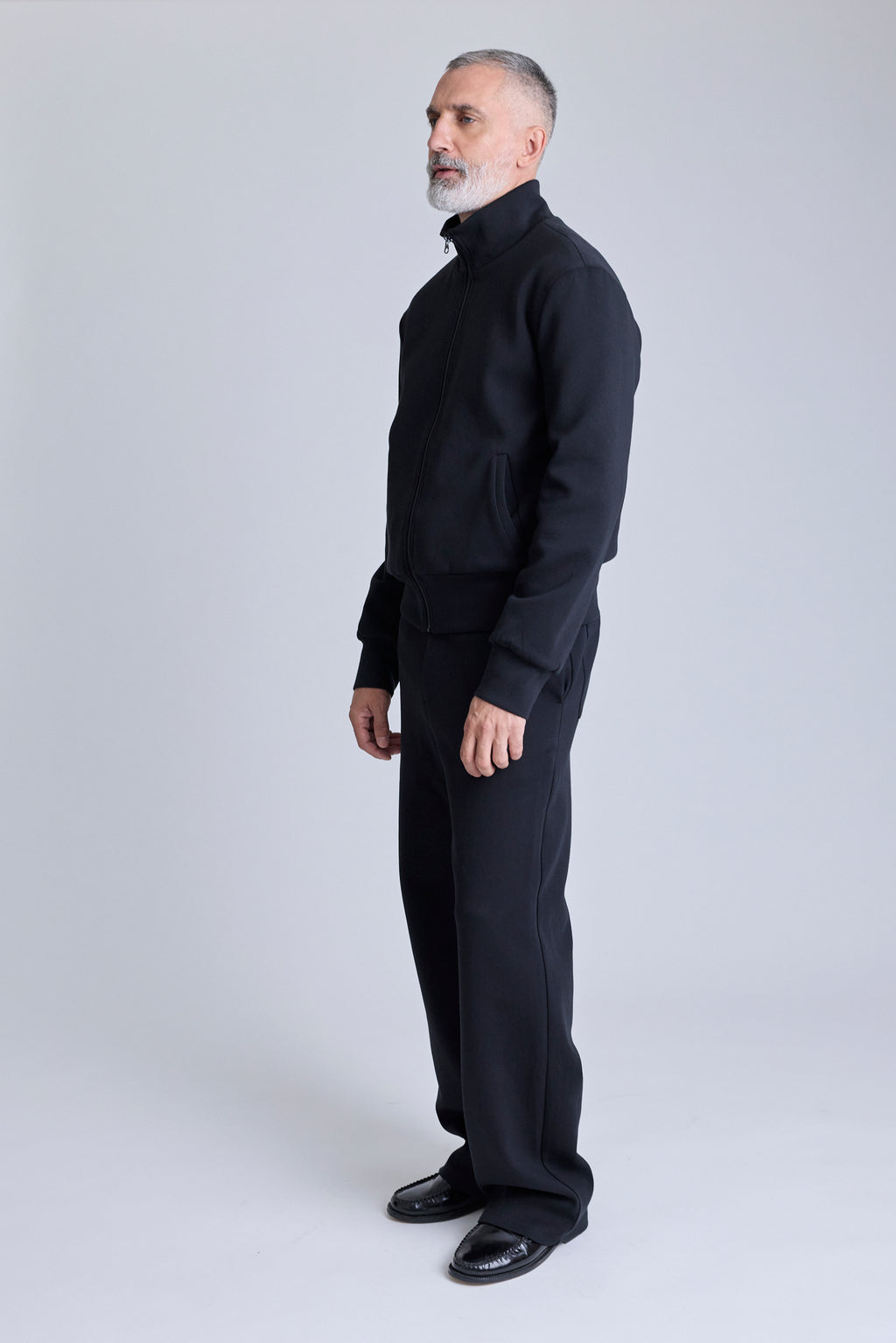 Zip Jersey Jacket - Black