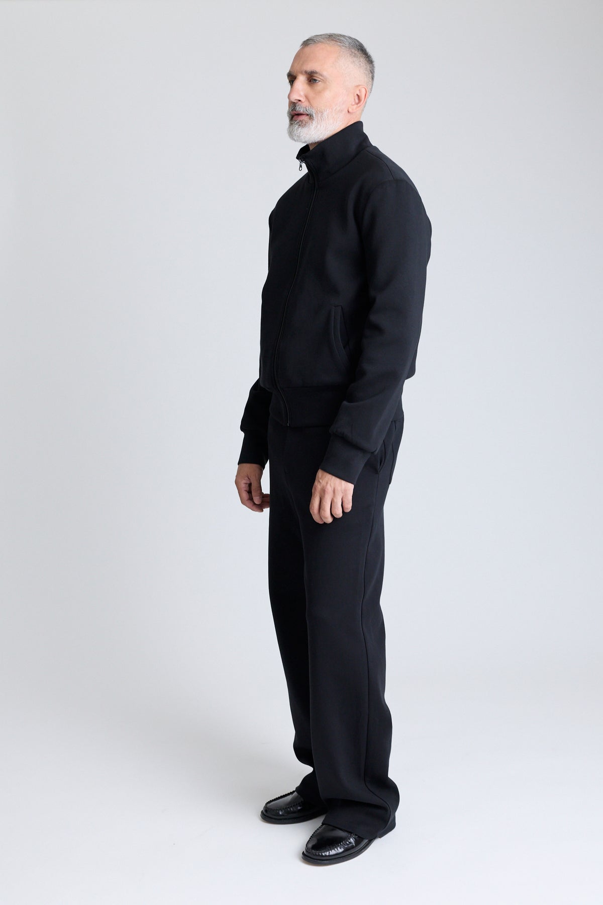 Zip Jersey Jacket - Black