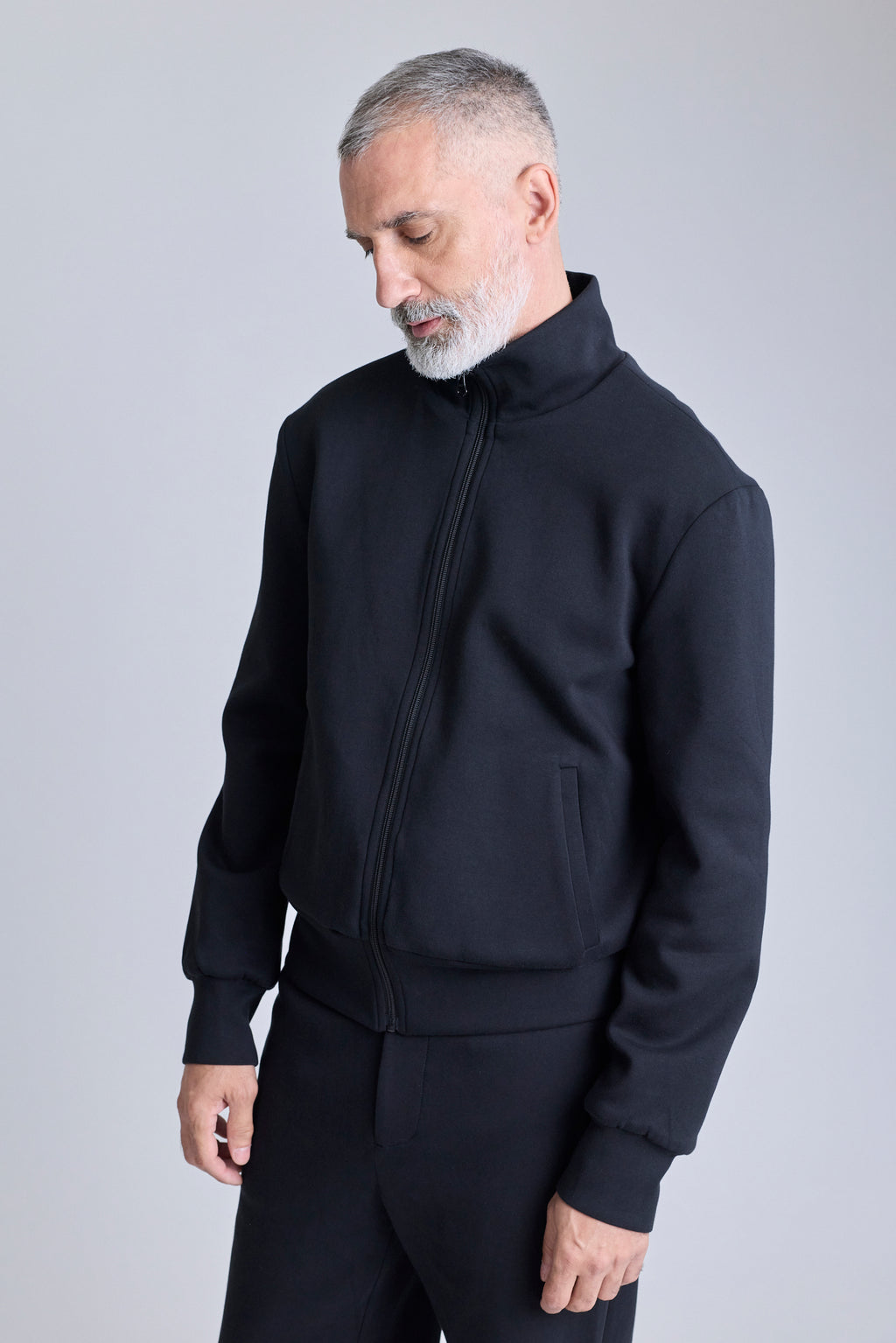 Zip Jersey Jacket - Black