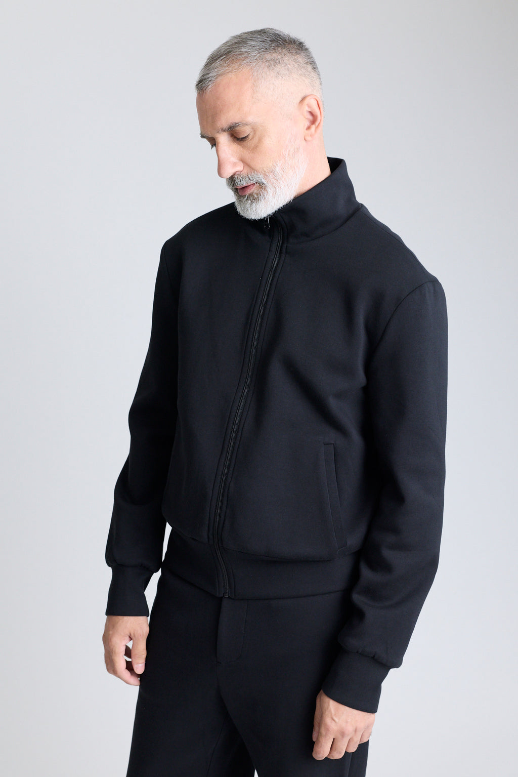 Zip Jersey Jacket - Black