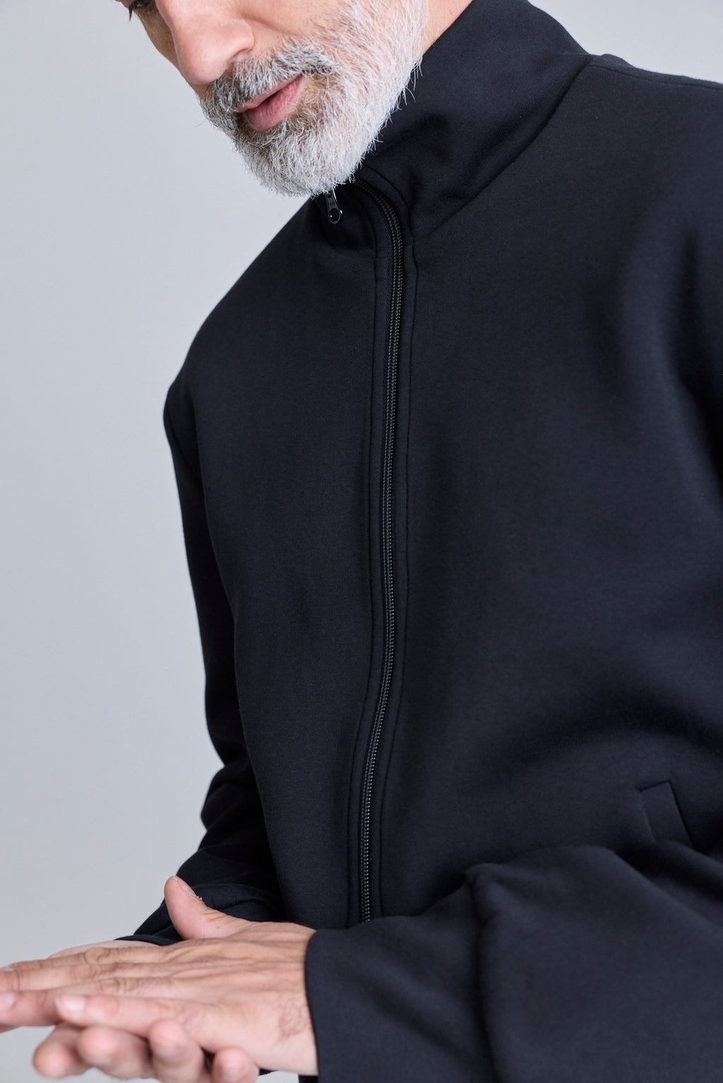 Zip Jersey Jacket - Black