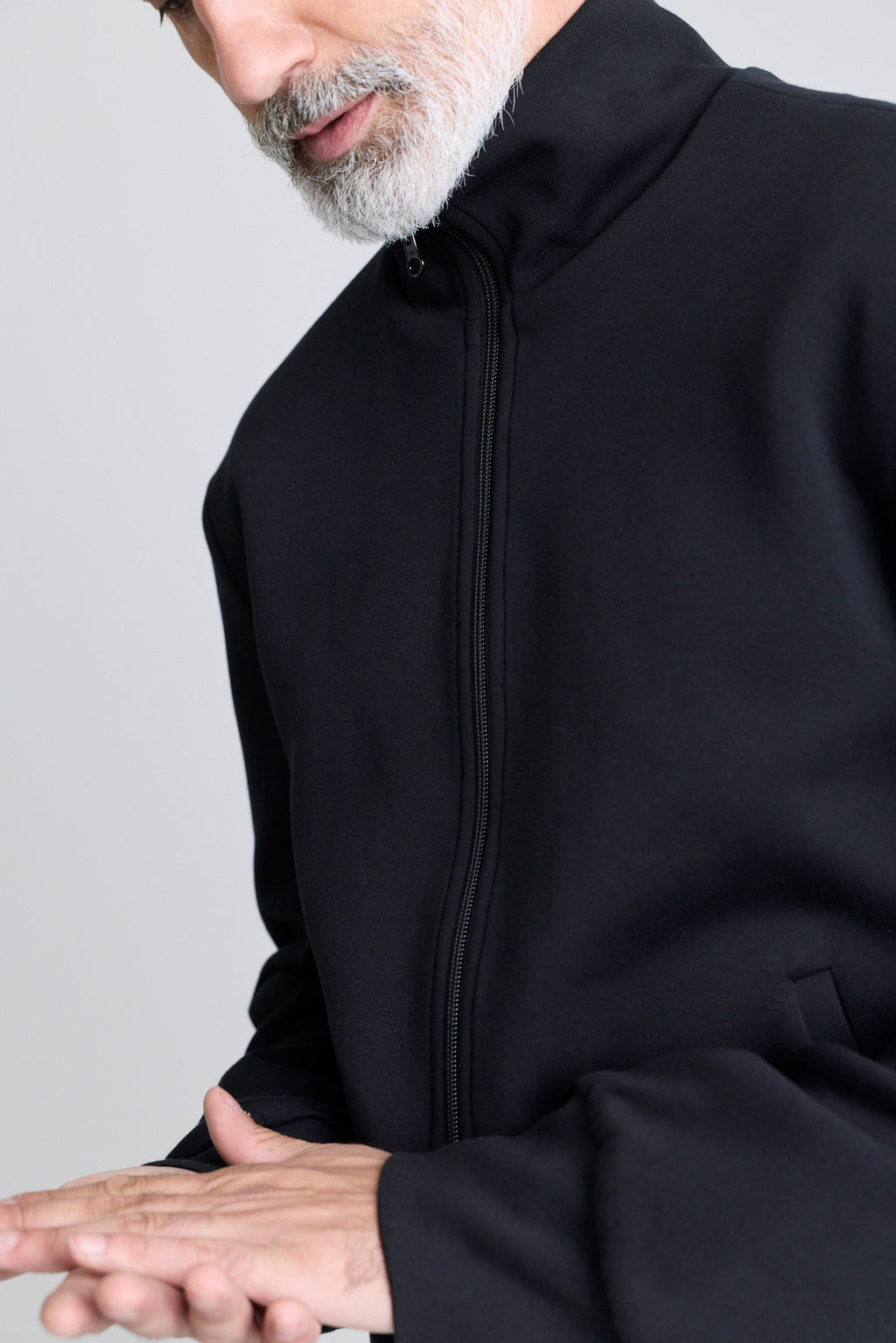 Zip Jersey Jacket - Black