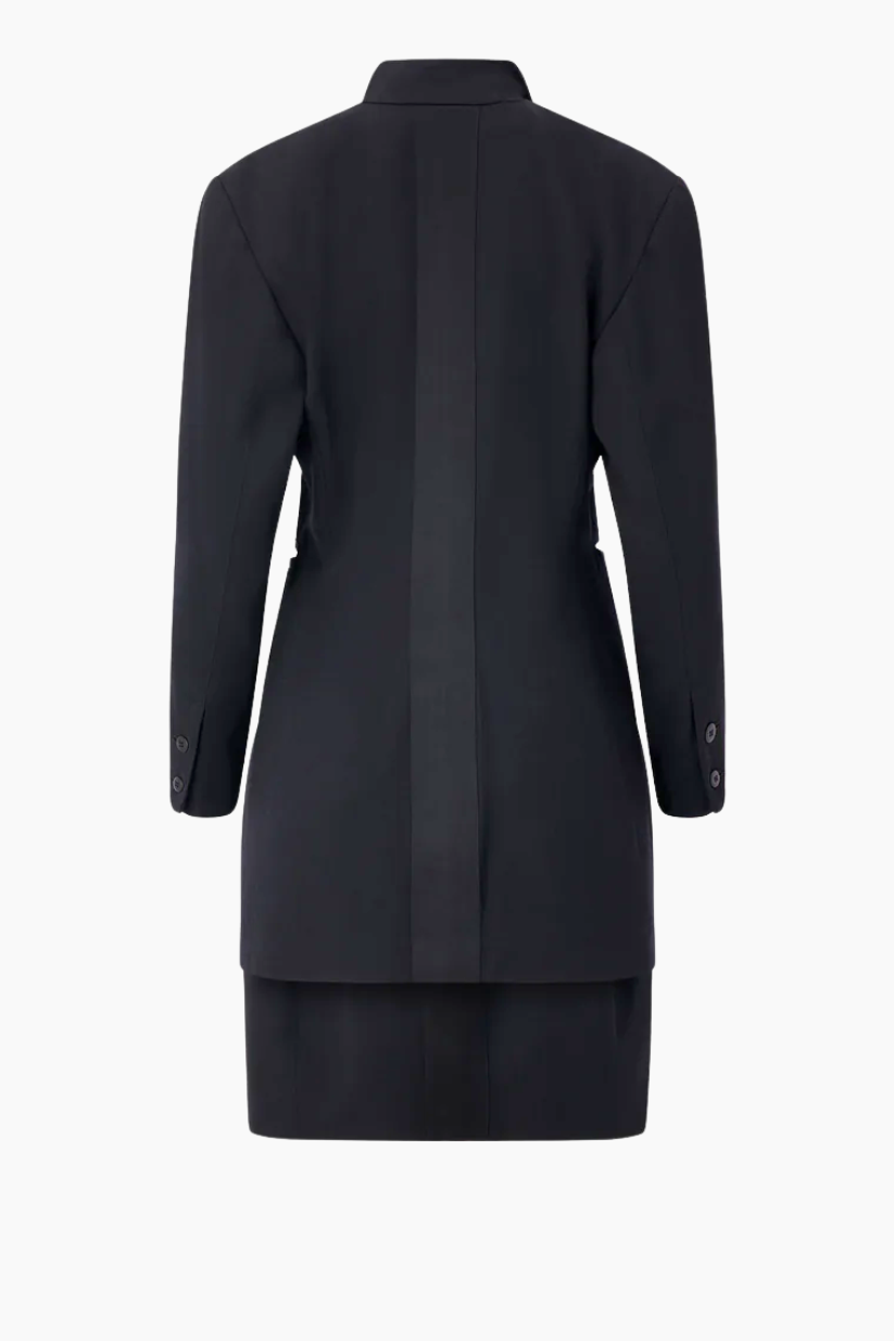 Claude Montana Black Satin Skirt Suit