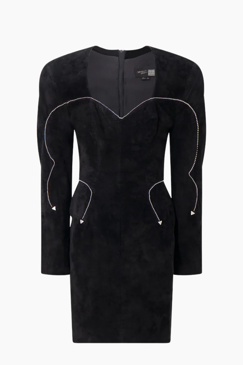 Michael Hoban Black Suede Dress with Stud