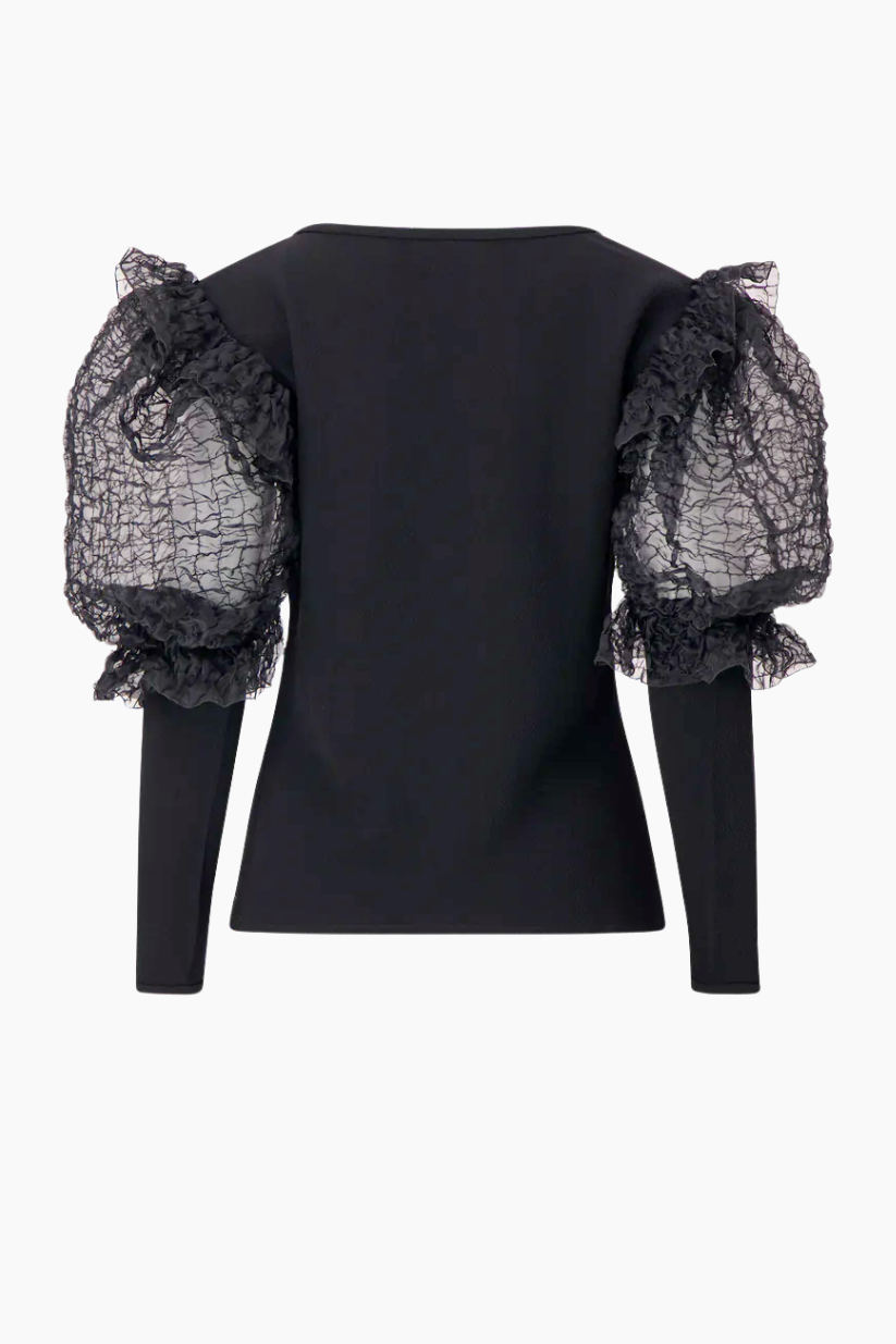 Saint Laurent Viscose Knit with Puff Sleeve