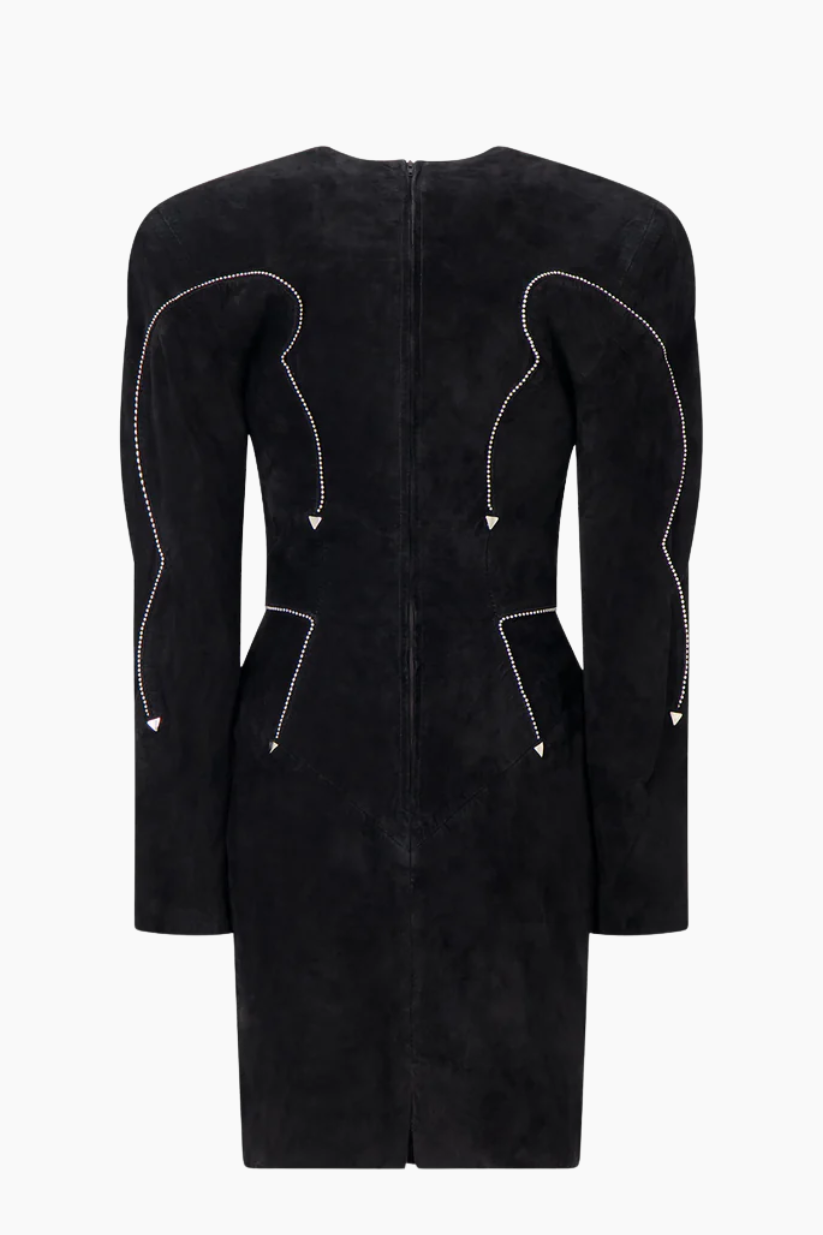 Michael Hoban Black Suede Dress with Stud