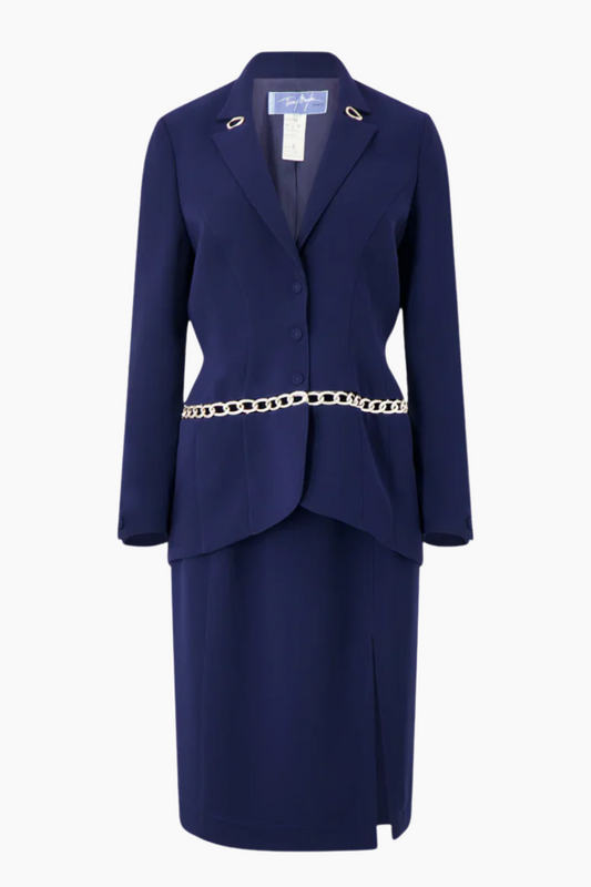 Thierry Mugler Blue Suit with Chains