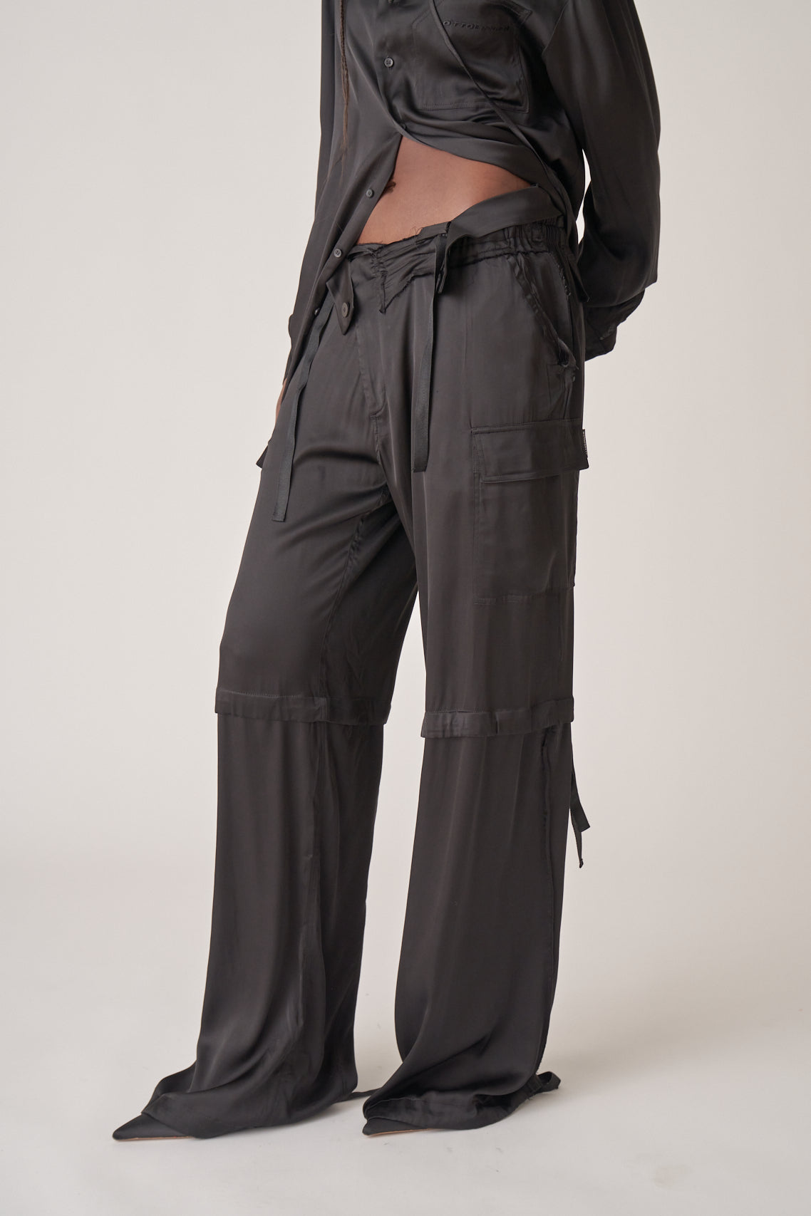 Baggy Satin Cargo Pants