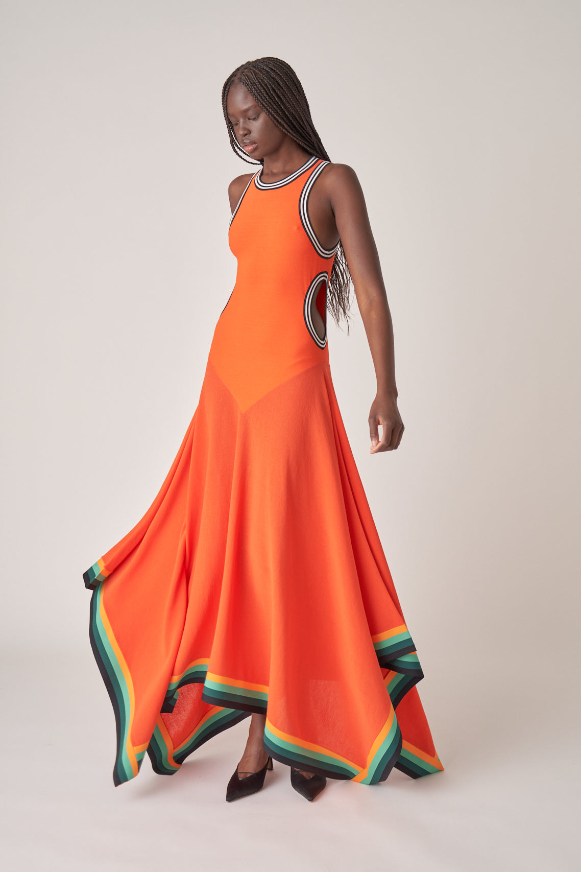Striped Cutout Maxi Dress