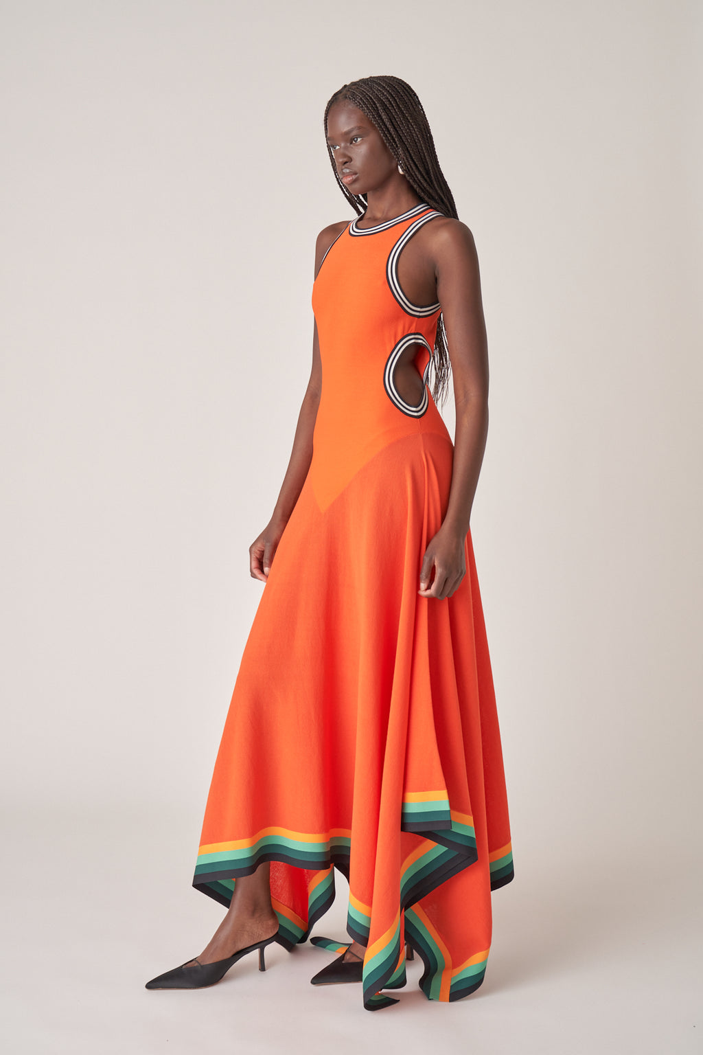 Striped Cutout Maxi Dress