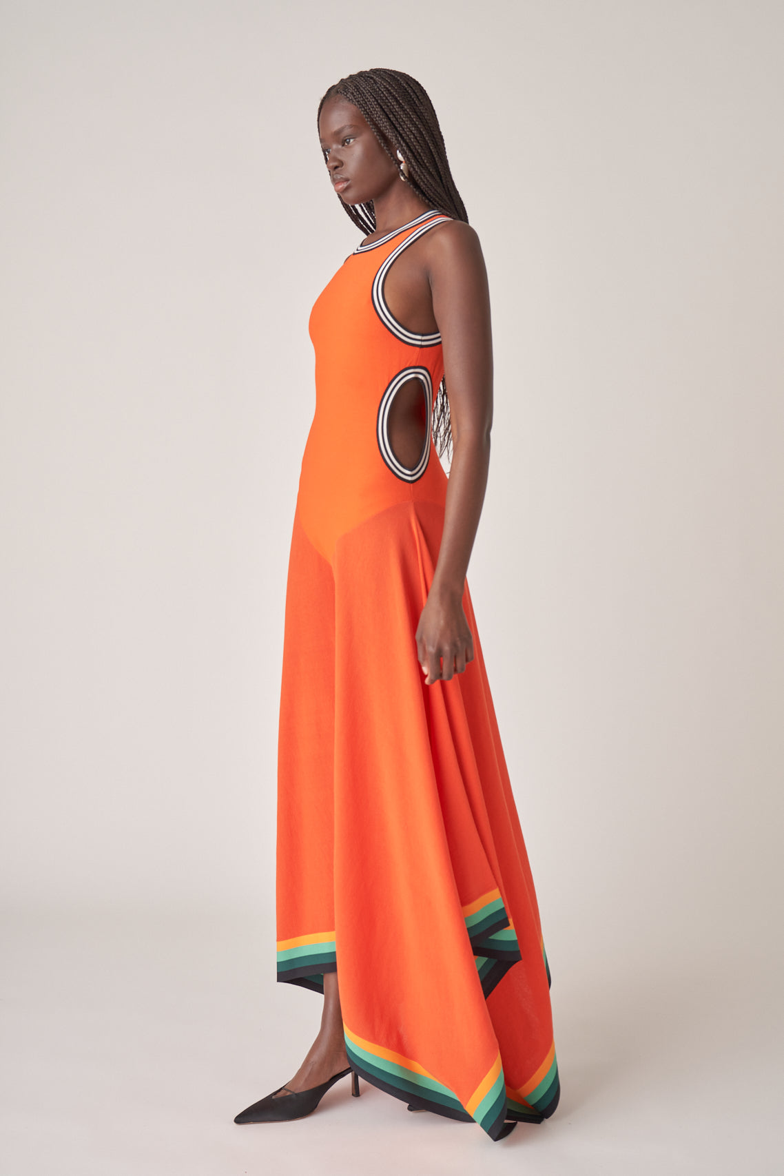 Striped Cutout Maxi Dress