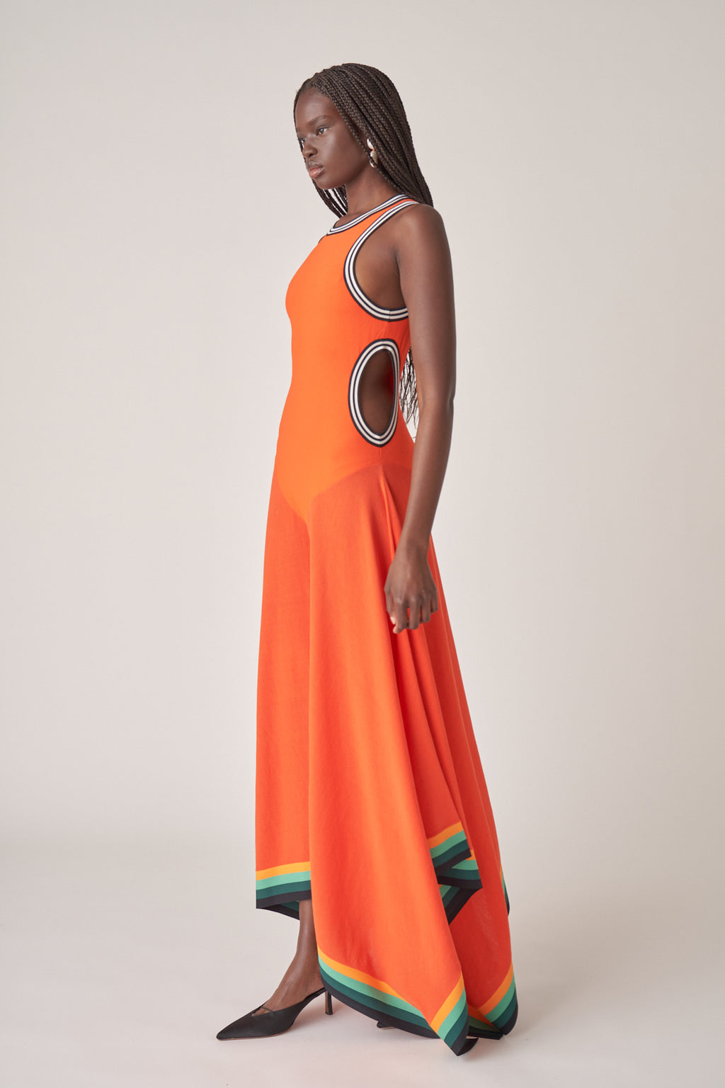 Striped Cutout Maxi Dress