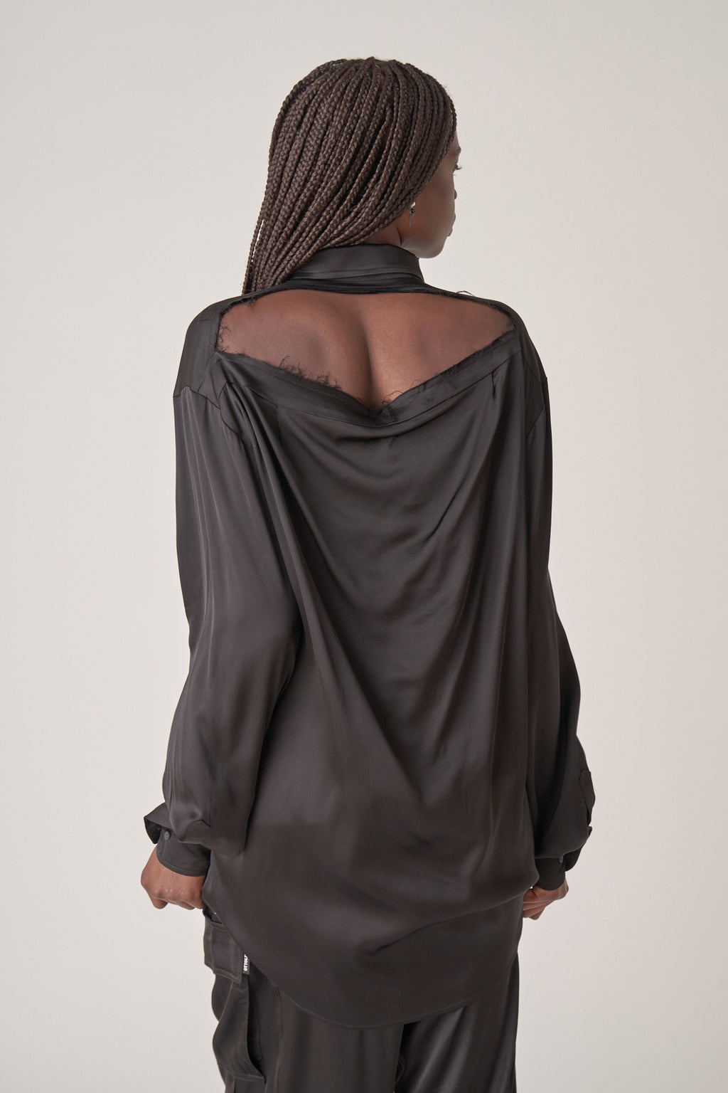 Oversized Satin Cut-Out Shirt