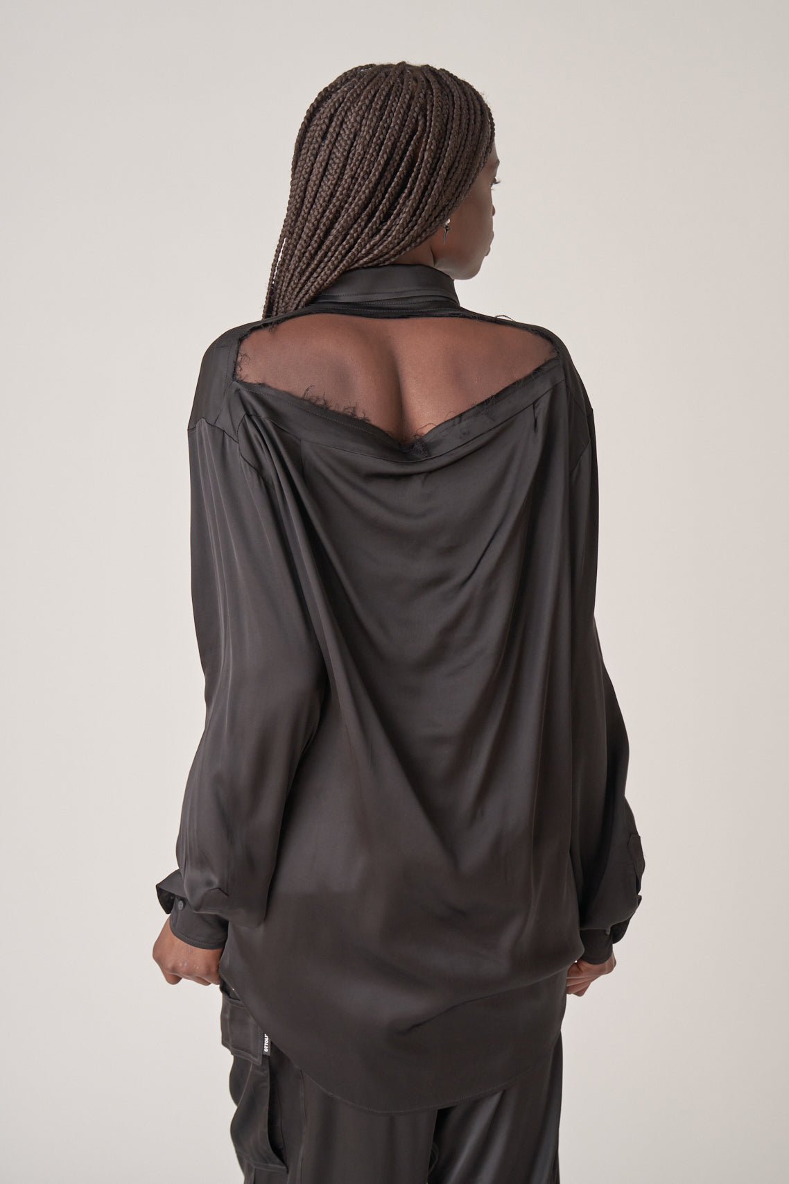 Oversized Satin Cut-Out Shirt