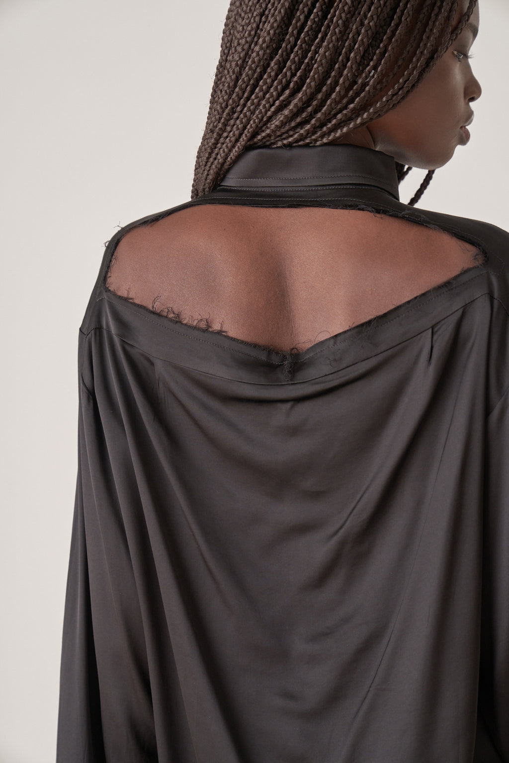 Oversized Satin Cut-Out Shirt
