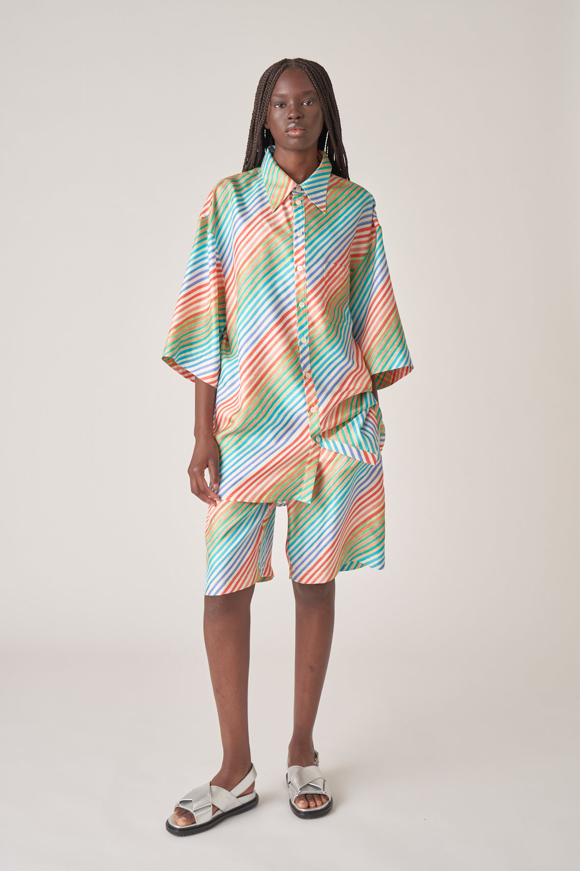 Silk Bias Crayon Jumbo Shirt