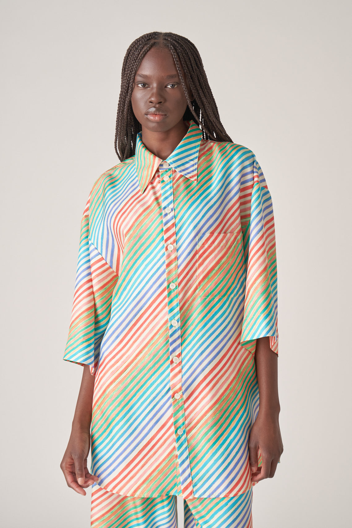 Silk Bias Crayon Jumbo Shirt