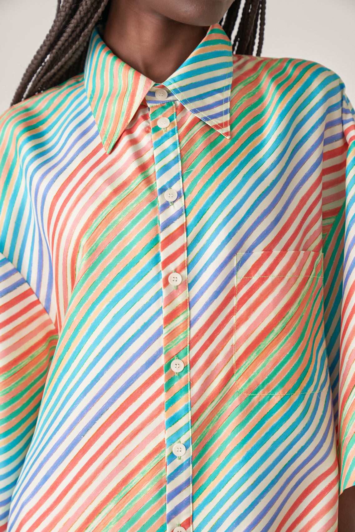 Silk Bias Crayon Jumbo Shirt