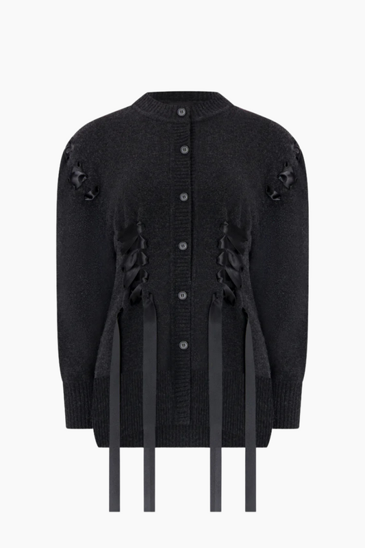 Sculpted Ribbon Corset Detail Cardigan
