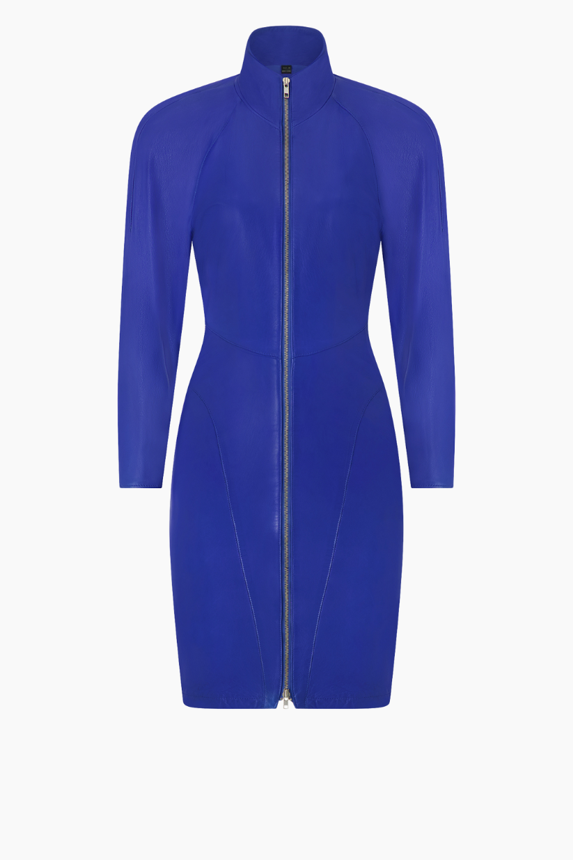 Michael Hoban Blue Leather Dress