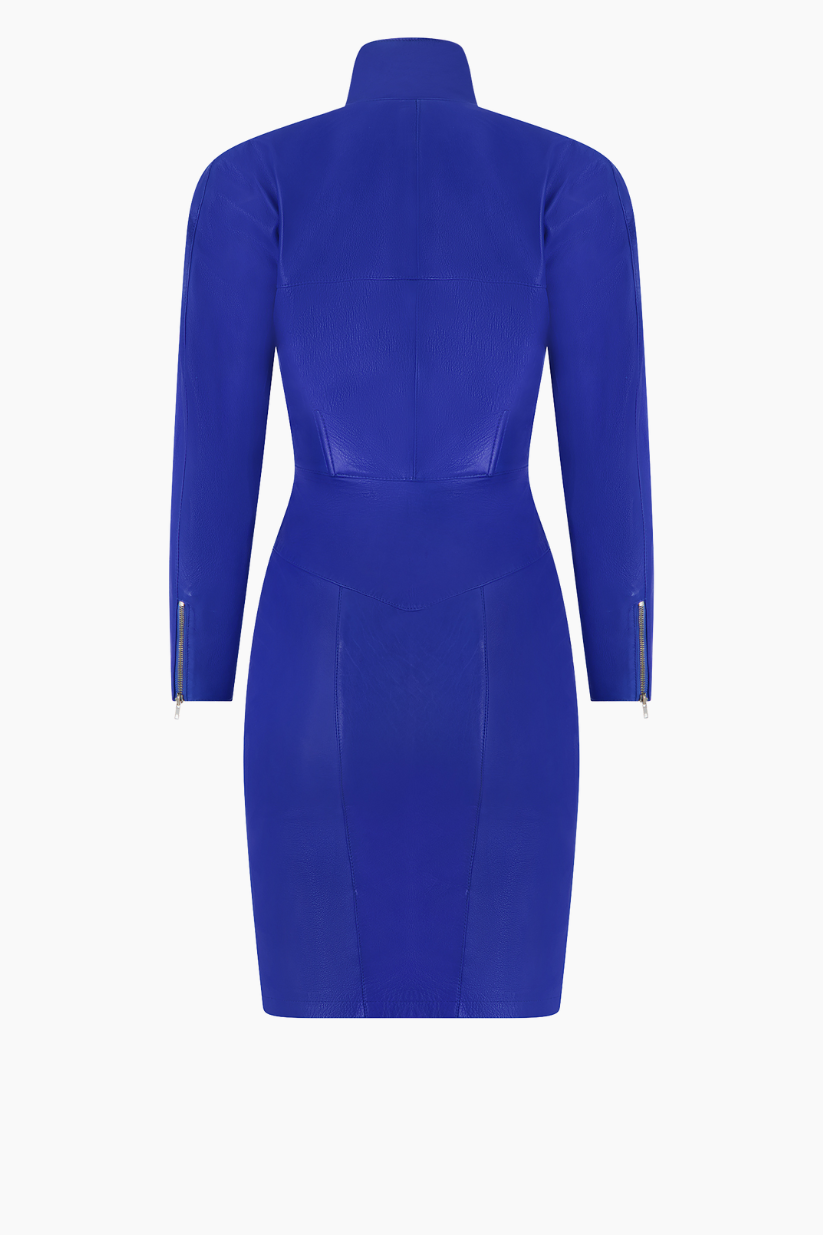 Michael Hoban Blue Leather Dress