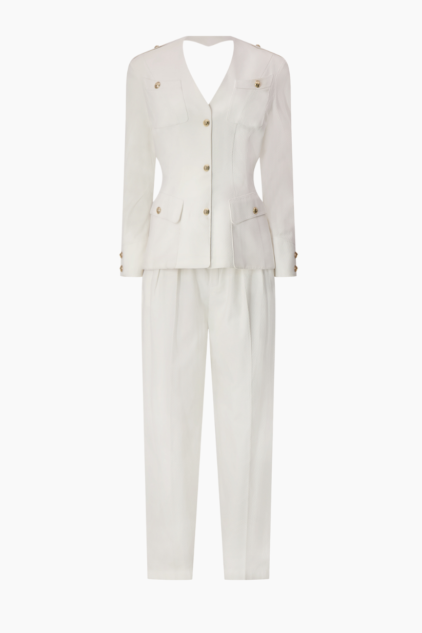 Thierry Mugler White Backless Pantsuit