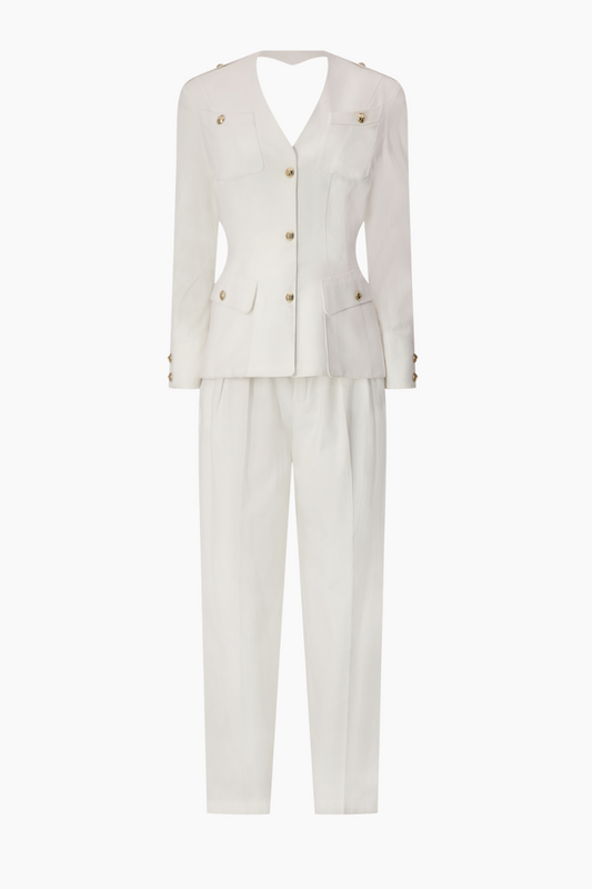 Thierry Mugler White Backless Pantsuit