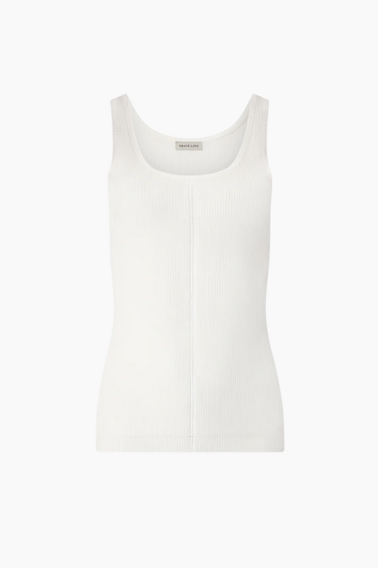 Ribbed Knit Column Tank - Ivory