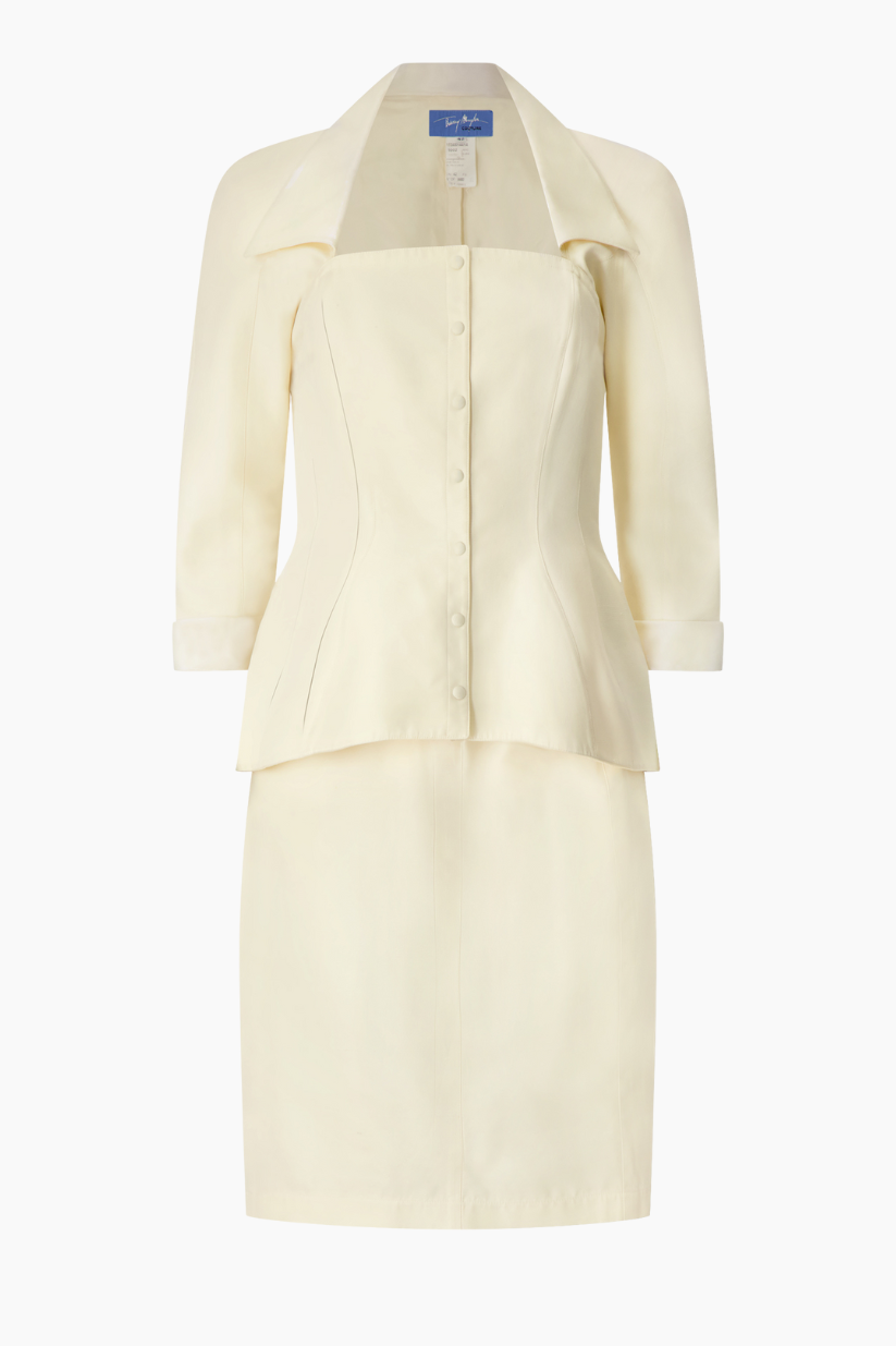 Thierry Mugler Skirt Suit with Iridescent Collar