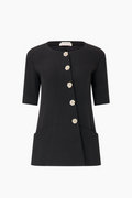 Karl Lagerfeld Black Jacket with Flower Fastenings