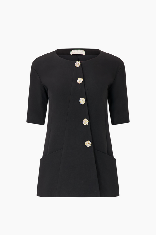 Karl Lagerfeld Black Jacket with Flower Fastenings