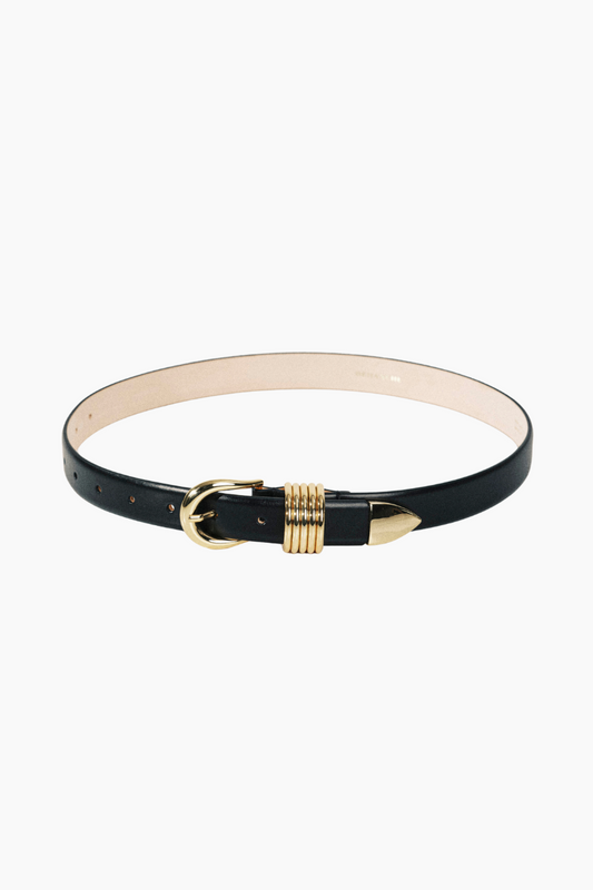 Hollyhock Leather Belt - Black/Gold