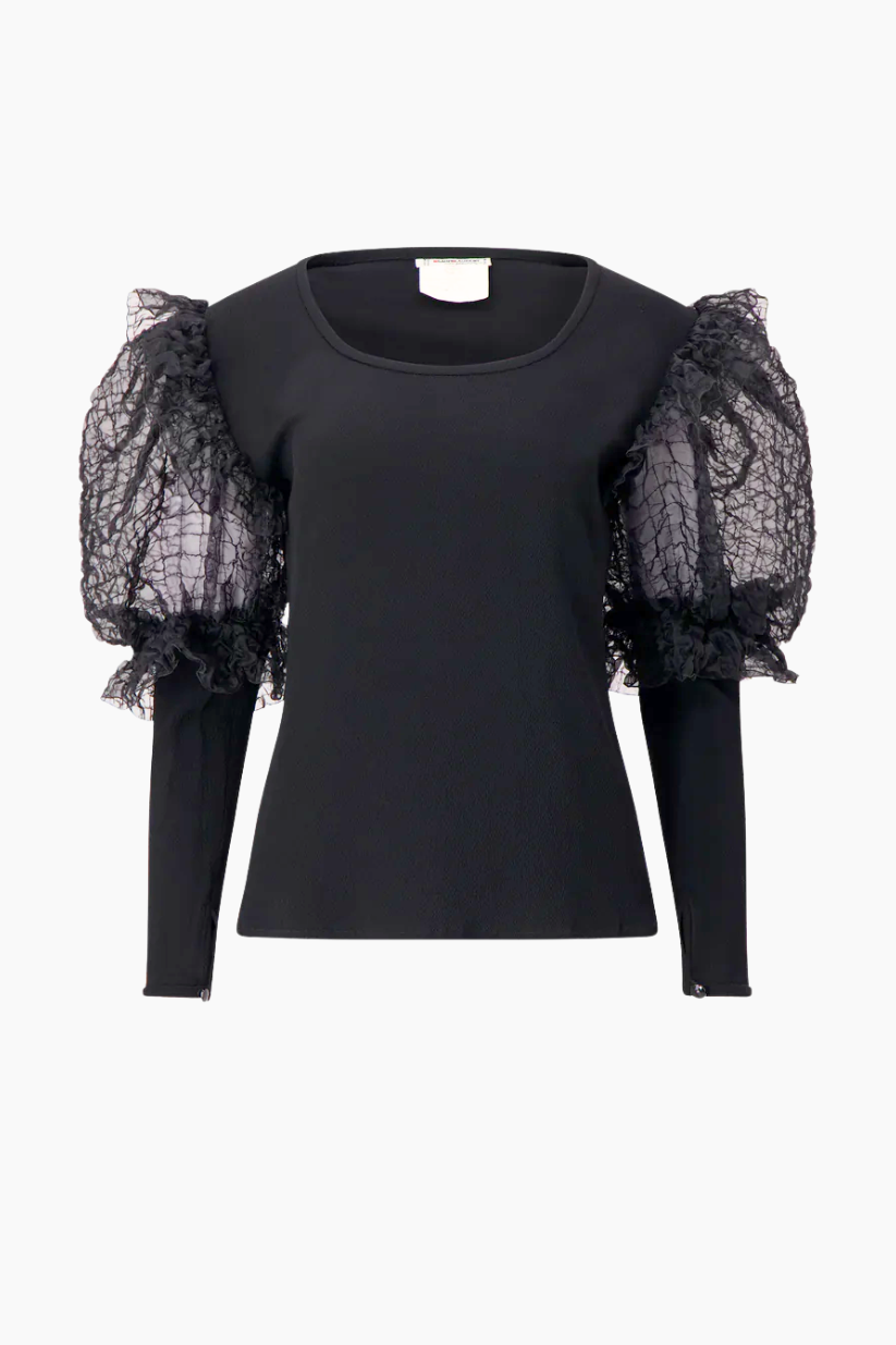 Saint Laurent Viscose Knit with Puff Sleeve
