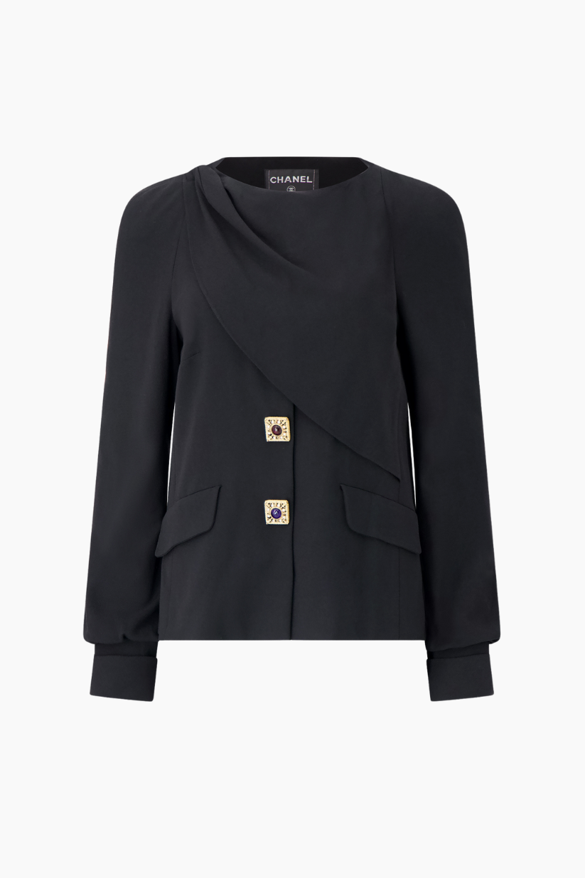 Chanel Draped Blouse with Gem Fastenings