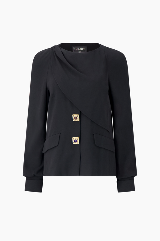 Chanel Draped Blouse with Gem Fastenings