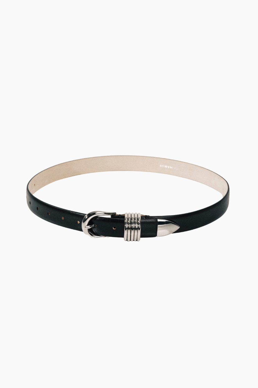 Hollyhock Leather Belt - Black/Silver