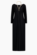Thierry Mugler Black Gown with Crystal Necklace