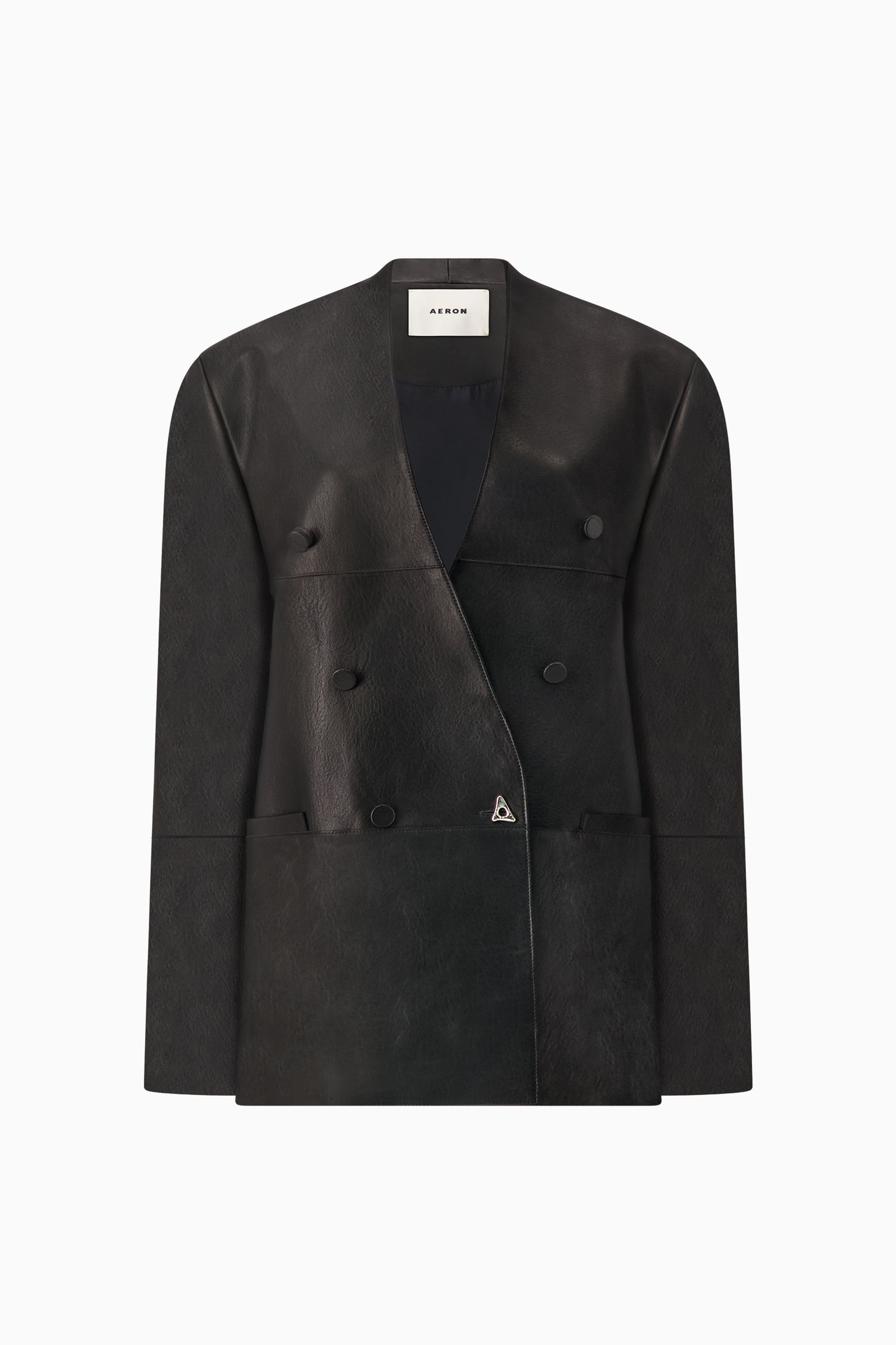 Lilith Leather Collarless Blazer